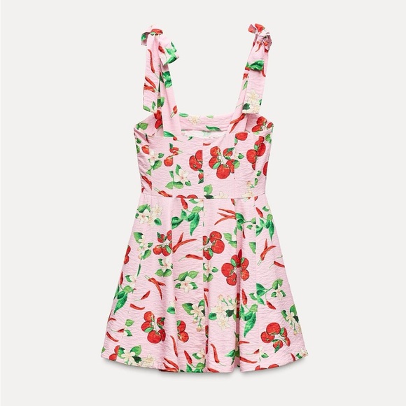 Zara cherry print mini dress size XS - Picture 3 of 5